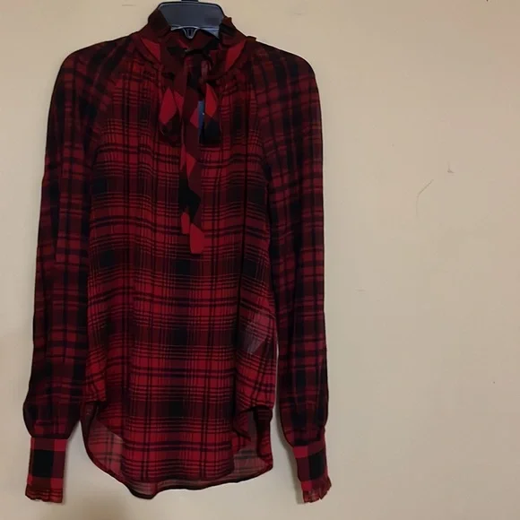 Polo Ralph Lauren Gorgeous Plaid Tie-Neck Blouse - Picture 2 of 4